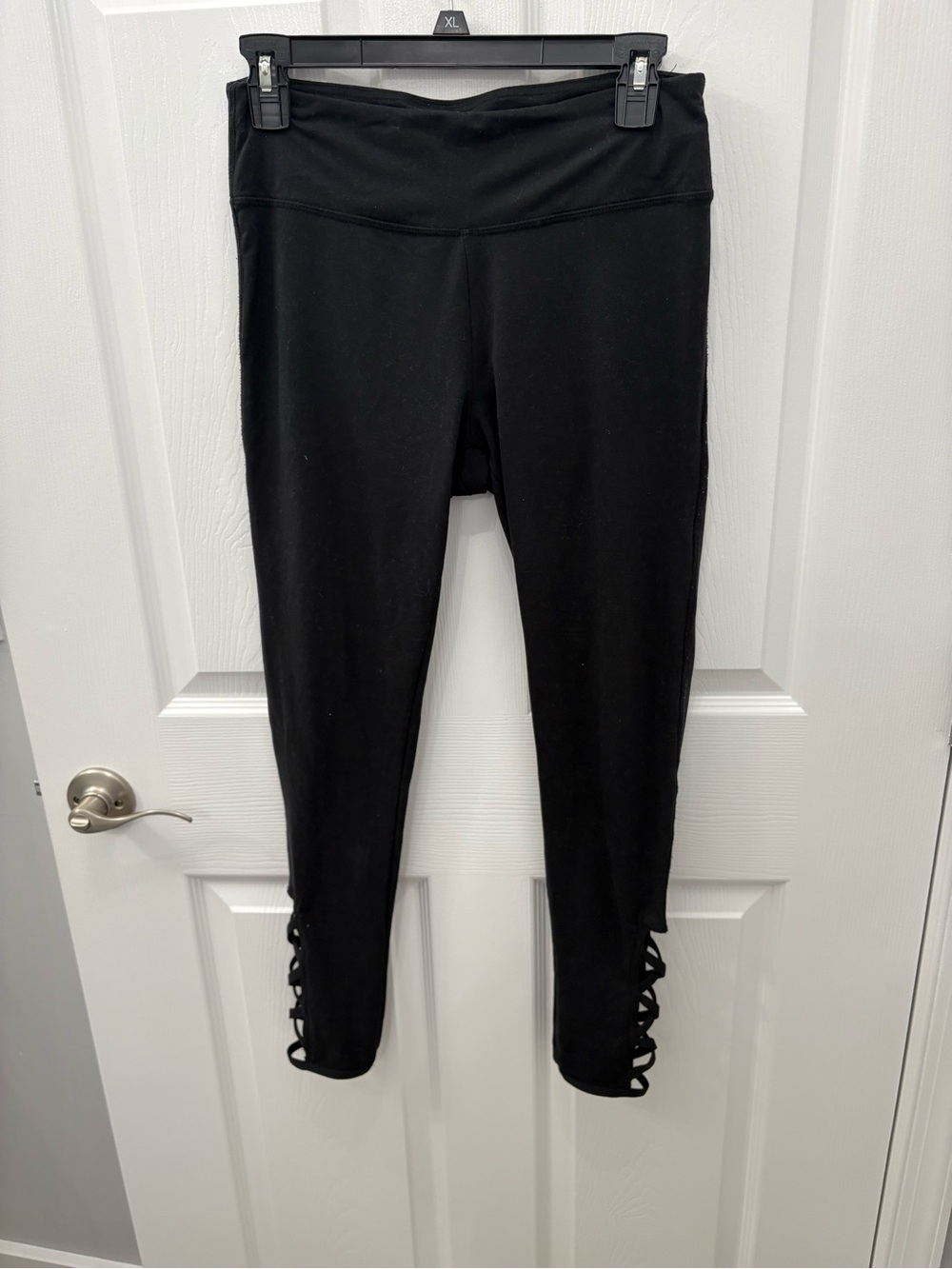 Black Leggings with Lattice Hem size medium